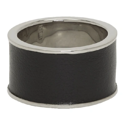 Shop Maison Margiela Silver Leather Ring In 961 Silver