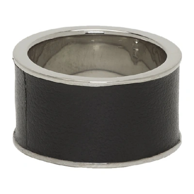 Shop Maison Margiela Silver Leather Ring In 961 Silver
