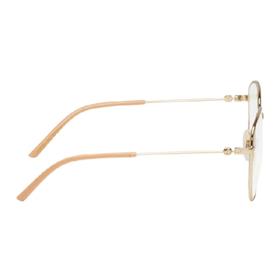 Shop Gucci Gold & Pink Square Glasses In Gold/nude