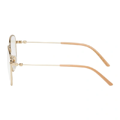 Shop Gucci Gold & Pink Square Glasses In Gold/nude