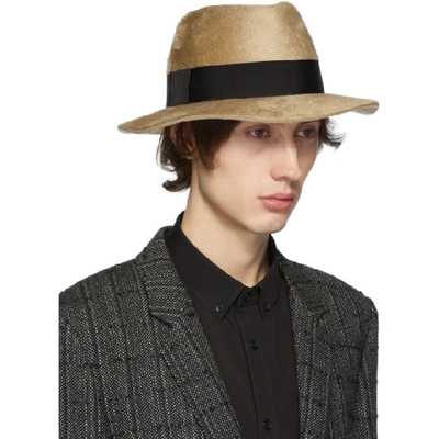 SAINT LAURENT 棕色毛毡绅士帽