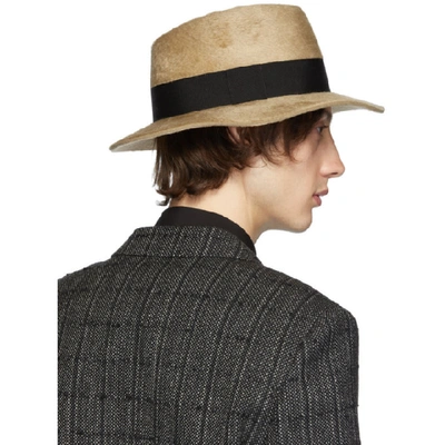 Shop Saint Laurent Brown Felt Fedora In 2760 Ltbrnb