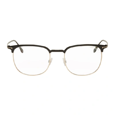 Shop Tom Ford Black Blue Block Half-rim Glasses In 001matblkrg