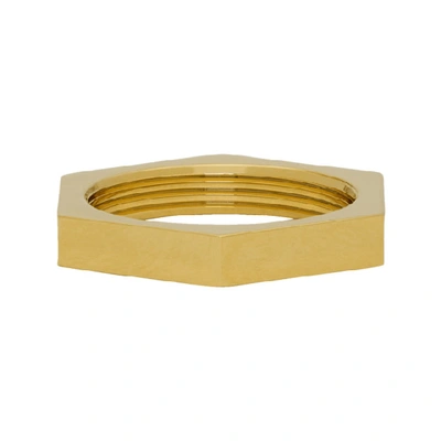 Shop Burberry Gold Bolt Ring In Light Gold