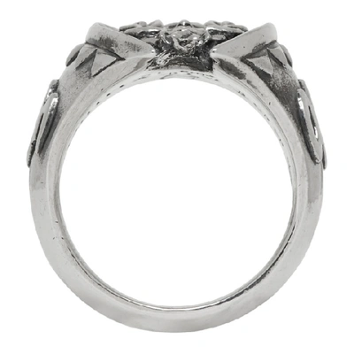 Shop Yohji Yamamoto Silver Medusa Ring In Sil 950