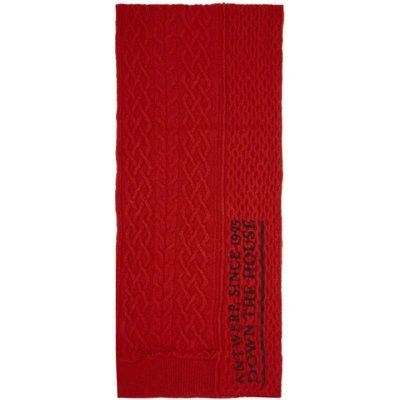 Shop Raf Simons Red Wool Asymmetric Scarf In 00030 Red