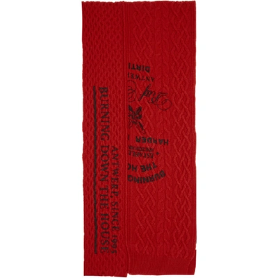 Shop Raf Simons Red Wool Asymmetric Scarf In 00030 Red