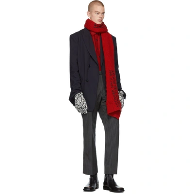 Shop Raf Simons Red Wool Asymmetric Scarf In 00030 Red