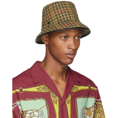 Shop Gucci Beige Plaid Bucket Hat In 3360 Plaid