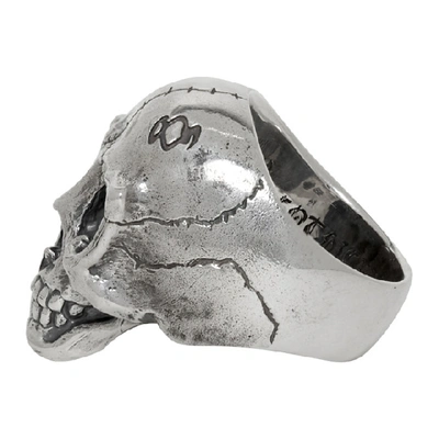 Shop Yohji Yamamoto Silver Alien Skull Ring In Sil 950