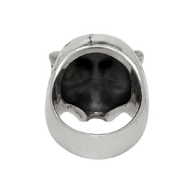 Shop Yohji Yamamoto Silver Alien Skull Ring In Sil 950