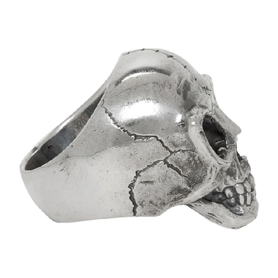 Shop Yohji Yamamoto Silver Alien Skull Ring In Sil 950