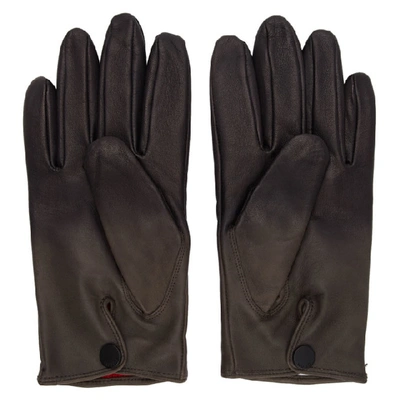 Shop Hugo Grey Leather Gloves In 28 Drkgrey