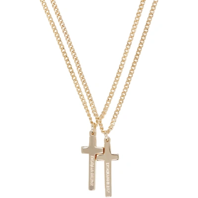 Shop Dsquared2 Gold Jesus Necklace In F001-oro Ch