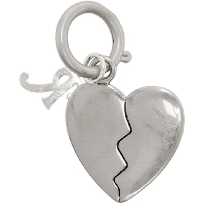 Shop Raf Simons Silver Broken Heart Charm Keychain In 00082 Silve