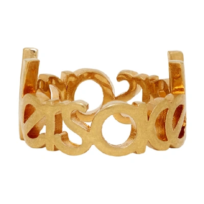 Shop Versace Gold Vintage Logo Ring In Kot Gold