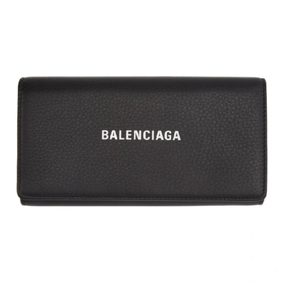 Shop Balenciaga Black Everyday Continental Wallet In 1060 Blk/lw