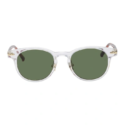 Shop Linda Farrow Luxe Transparent And Tortoiseshell 25 C10 Sunglasses In Clrgldgrn