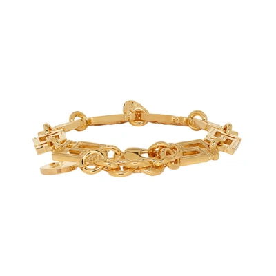 Shop Versace Gold Greek Key Chain Bracelet In D00h Orcal