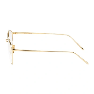 Shop Linda Farrow Luxe Gold 876 C8 Aviator Glasses In Yellowgold