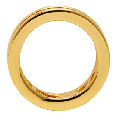 Shop Versace Gold Cut-out Logo Ring In D00h Gold