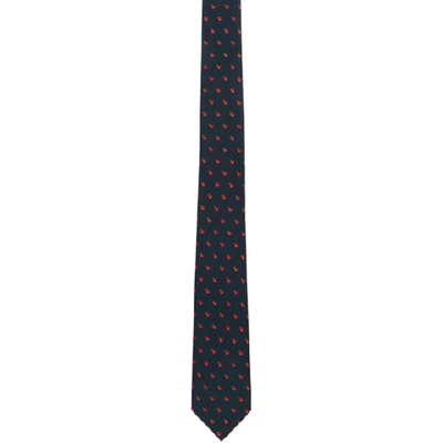 Shop Paul Smith Navy Apple Narrow Tie In 47 Navy