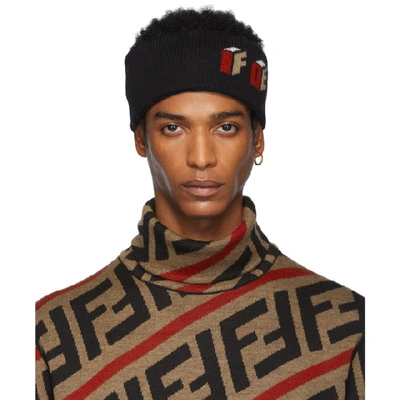 Shop Fendi Black Wool '3d ' Headband