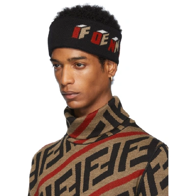 Shop Fendi Black Wool '3d ' Headband