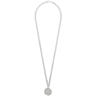 Shop Off-white Silver Logo Cross Necklace In 9100 Silver