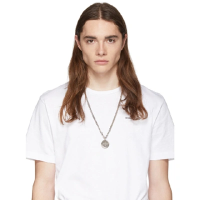 Shop Off-white Silver Logo Cross Necklace In 9100 Silver