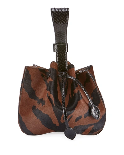 Shop Alaïa Rose Marie Poulain Zebra-print Bucket Bag