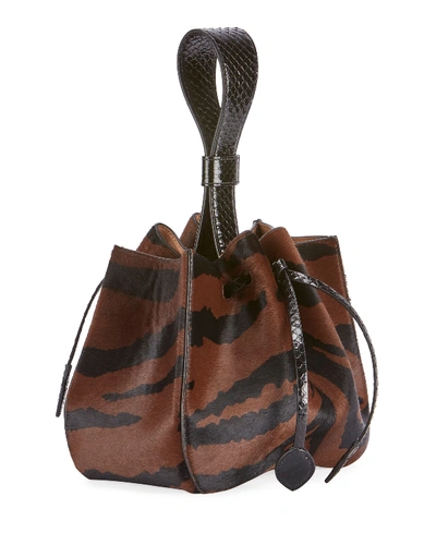 Shop Alaïa Rose Marie Poulain Zebra-print Bucket Bag