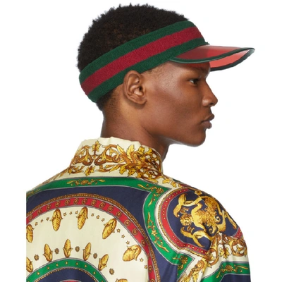 Shop Gucci Green & Red Vinyl Visor In Green/red