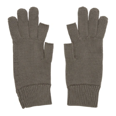 Shop Rick Owens Grey Larry Touchscreen Gloves In 34 Dust