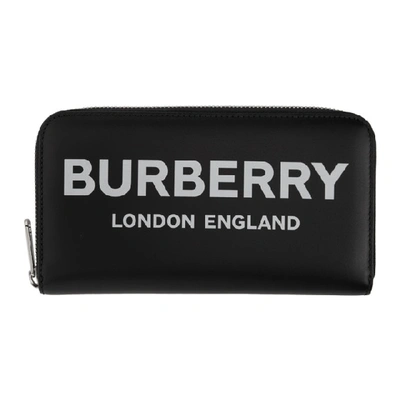 Shop Burberry Black Logo Zip Continental Wallet