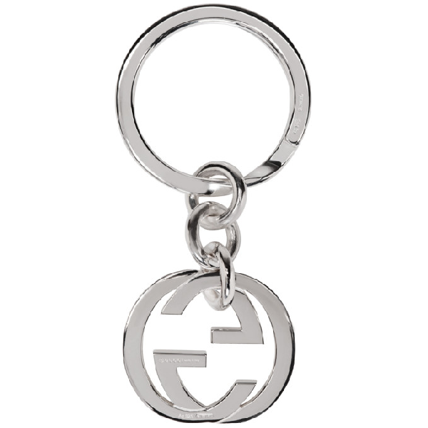 Gucci Silver Monogram Keychain In 8106 Silver | ModeSens