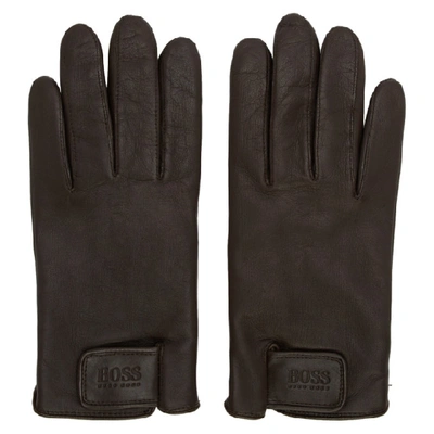Shop Hugo Boss Brown Helkop Gloves