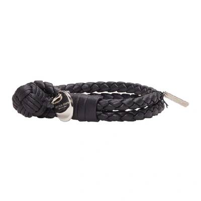 Shop Bottega Veneta Navy Intrecciato Knot Bracelet In 4014tourmal