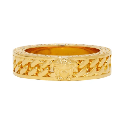 Shop Versace Gold Medusa Band Ring In D00h Gold