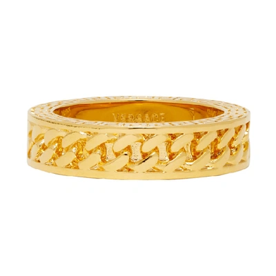 Shop Versace Gold Medusa Band Ring In D00h Gold