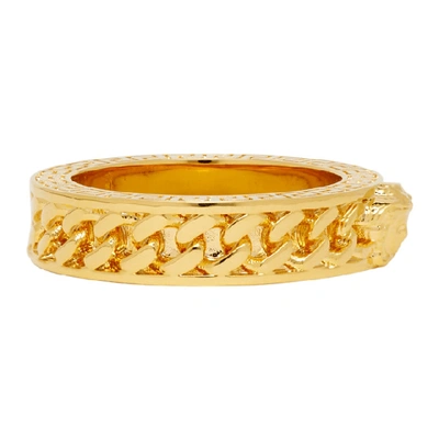 Shop Versace Gold Medusa Band Ring In D00h Gold