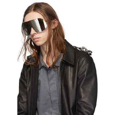 Shop Rick Owens Gold And Black Shield Sunglasses In Gblkg