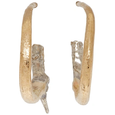 Shop Pearls Before Swine Gold And Silver Small Thorn Hoop Earrings In Gold/silver