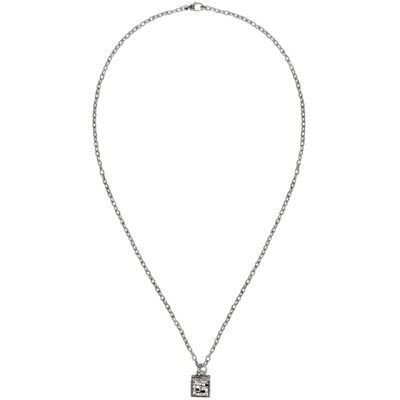 Shop Gucci Silver Square G Cross Necklace In 0811agedsil