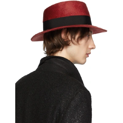 SAINT LAURENT 红色毛毡绅士帽