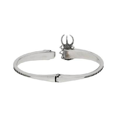 Shop Alexander Mcqueen Silver Beetle And Skull Bracelet In 1250  0446+