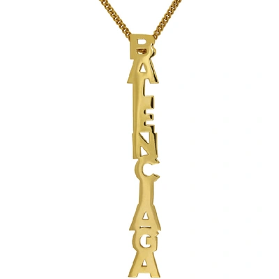Shop Balenciaga Gold Typo Necklace In 0705 Gold