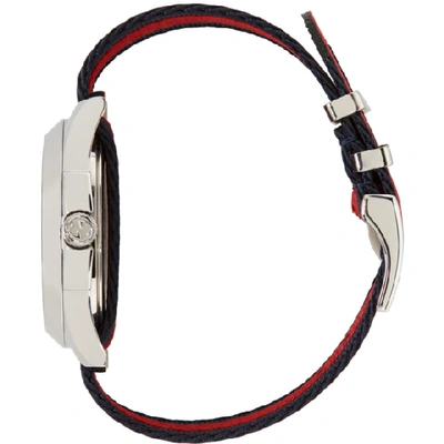 Shop Gucci Navy & Red 'l'aveugle Par Amour' Snake Watch