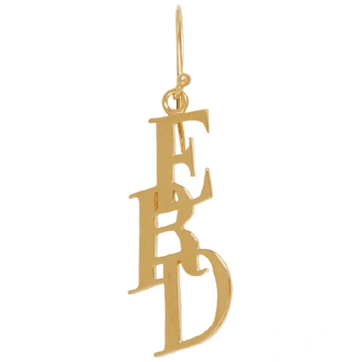Shop Enfants Riches Deprimes Gold Small Logo Earring In Silvergold