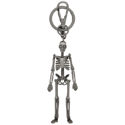 Shop Alexander Mcqueen Gunmetal Skeleton Keychain